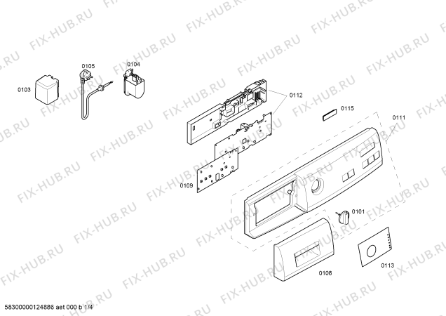 Схема №4 WS10F260OE F10.26 с изображением Панель управления для стиральной машины Siemens 00665422