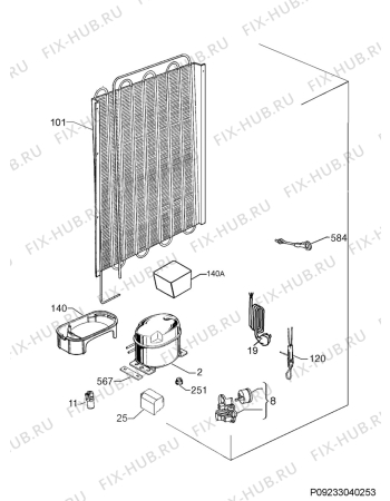 Взрыв-схема холодильника Electrolux ERCP3215AW - Схема узла Cooling system 017