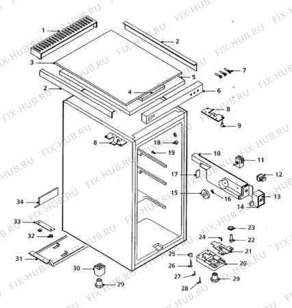 Взрыв-схема холодильника Zanussi DV35GA - Схема узла Cabinet + armatures