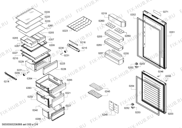 Схема №4 KGN39XI3OR Bosch с изображением Вставная полка для холодильника Bosch 11023893