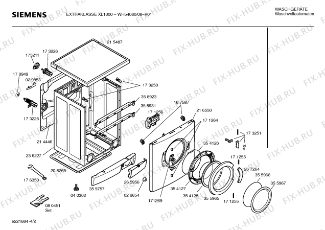 Схема №3 WH54080 EXTRAKLASSE XL 1000 с изображением Инструкция по установке и эксплуатации для стиральной машины Siemens 00526011