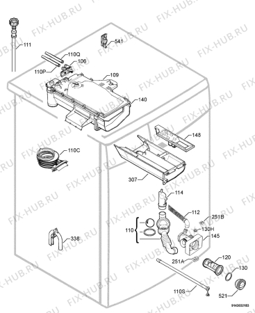 Взрыв-схема стиральной машины Zanussi Electrolux ZWF1632W - Схема узла Hydraulic System 272