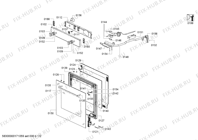 Схема №2 HGN10E060 с изображением Панель управления для духового шкафа Bosch 00747161