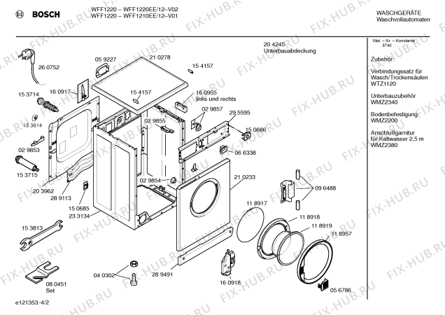 Схема №4 WFF1210EE, WFF1210 с изображением Инструкция по эксплуатации для стиральной машины Bosch 00519920