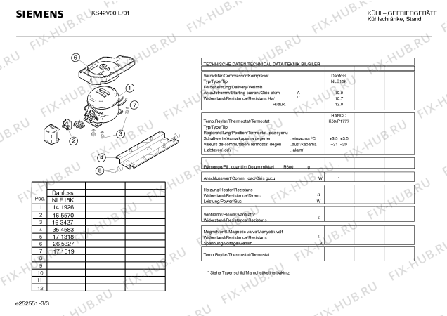 Взрыв-схема холодильника Siemens KS42V00IE - Схема узла 03