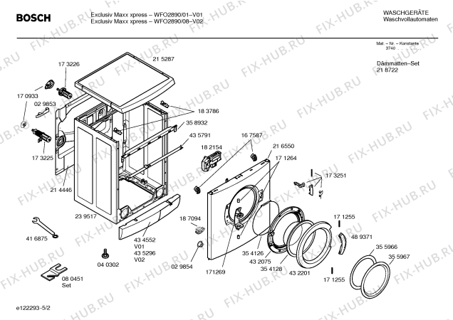 Взрыв-схема стиральной машины Bosch WFO2890 Exclusiv Maxx xpress - Схема узла 02