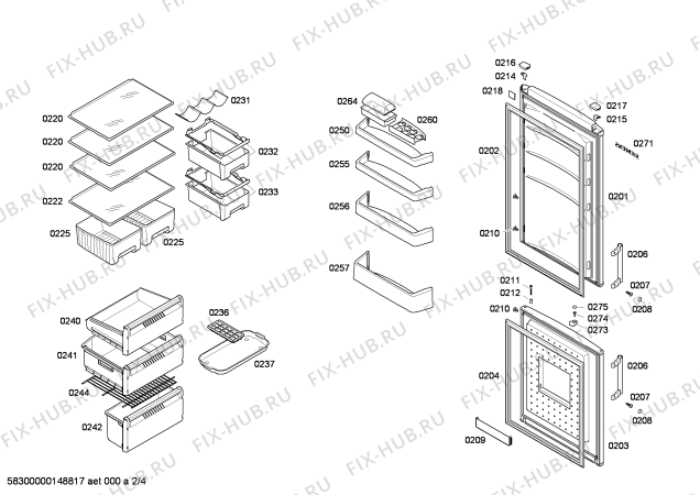 Схема №4 KG36NX03 с изображением Дверь для холодильника Siemens 00249783