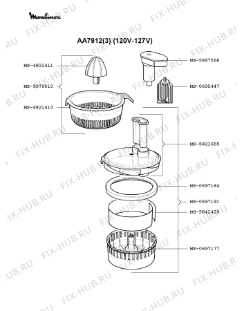 Взрыв-схема кухонного комбайна Moulinex AA7912(3) - Схема узла 5P000324.5P3