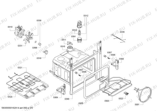 Взрыв-схема плиты (духовки) Bosch HBA43S422E H.BO.NP.L3D.IN.ENTRY.B4/.B.E0_C/// - Схема узла 03