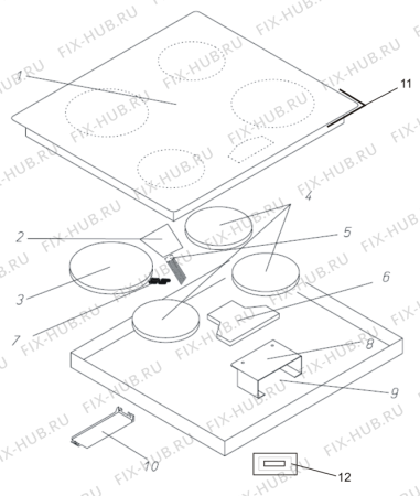 Схема №1 EIT680E (252610, GKST58I4-07.1) с изображением Корпусная деталь для плиты (духовки) Gorenje 263435