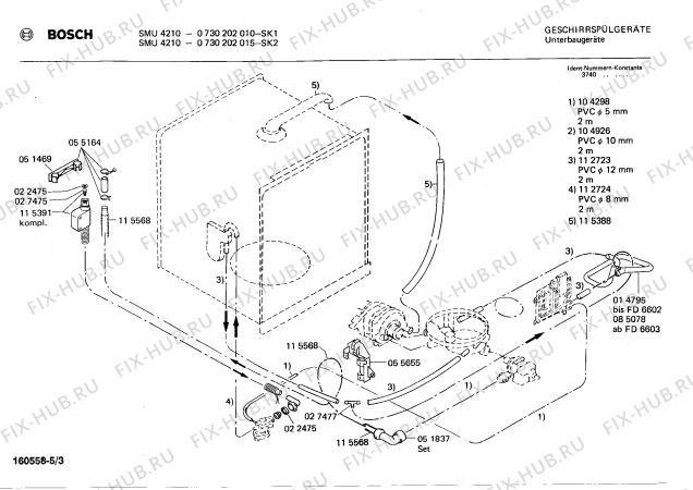Взрыв-схема посудомоечной машины Bosch 0730202015 SMU4210 - Схема узла 03