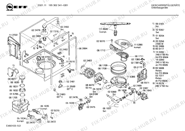 Взрыв-схема посудомоечной машины Neff 195302341 5321.11 - Схема узла 02
