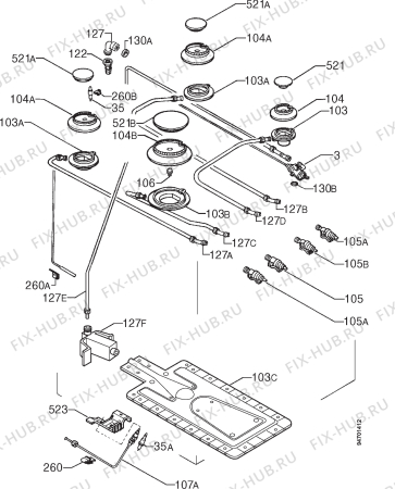 Взрыв-схема плиты (духовки) Electrolux EK6125B - Схема узла Functional parts 267