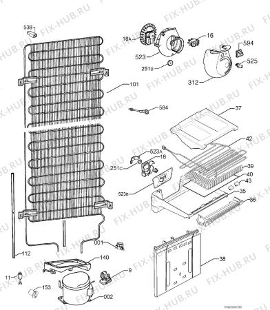 Взрыв-схема холодильника Zanussi ZRB634NXL - Схема узла Cooling system 017