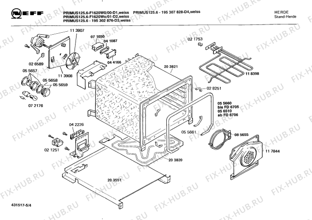 Схема №4 195307828 PRIMUS 125.6 с изображением Крепеж для плиты (духовки) Bosch 00028251