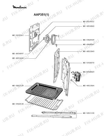 Взрыв-схема плиты (духовки) Moulinex AAP351(1) - Схема узла JP002089.9P2