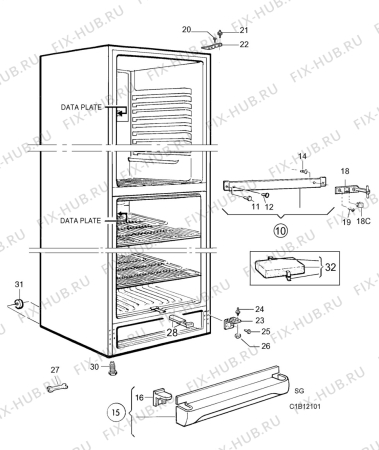 Взрыв-схема холодильника Husqvarna Electrolux GM390KSF - Схема узла C10 Cabinet