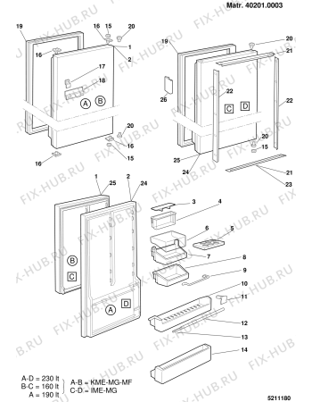 Взрыв-схема холодильника Ariston OKME160LNEW (F017386) - Схема узла