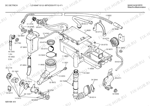 Схема №4 LD1694F11 с изображением Таблица программ для стиралки Bosch 00087782