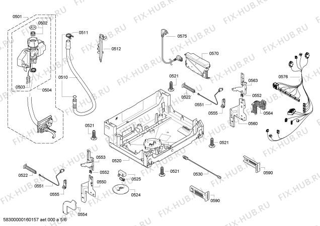 Взрыв-схема посудомоечной машины Bosch SMI50E96EU SilencePlus - Схема узла 05