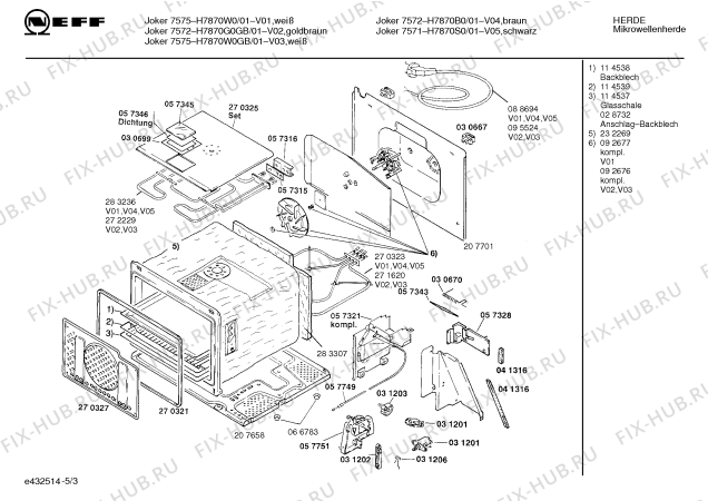 Схема №5 H7870W0 JOKER 7575 с изображением Инструкция по эксплуатации для микроволновой печи Bosch 00517353
