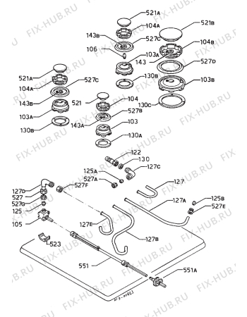 Взрыв-схема плиты (духовки) Zanussi Z7408B - Схема узла Functional parts 267