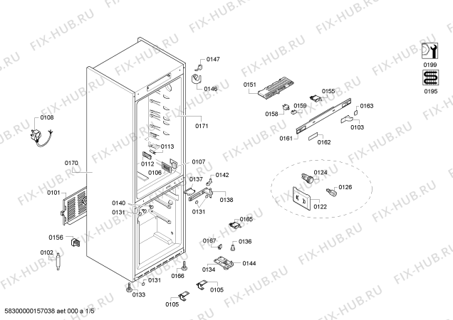 Схема №5 BD3157W2NN с изображением Кронштейн для холодильной камеры Bosch 00655091