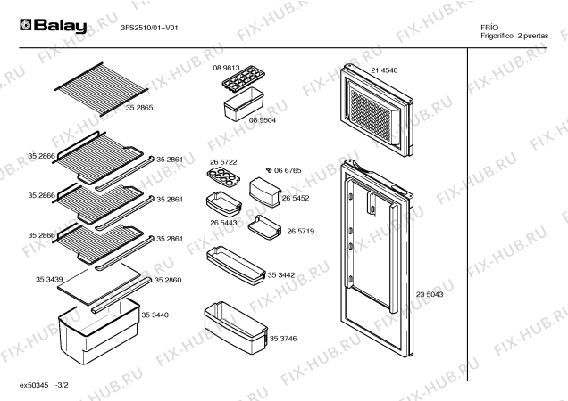 Схема №3 3FS2510 с изображением Дверь для холодильника Bosch 00235043