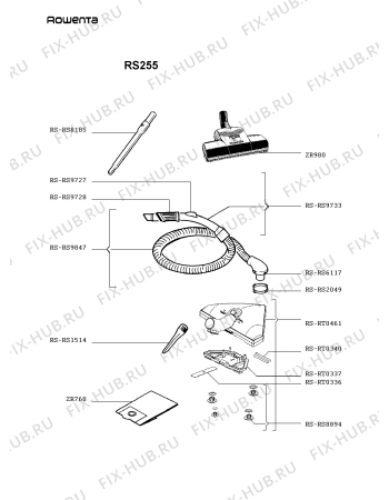 Взрыв-схема пылесоса Rowenta RS255 - Схема узла RS255FR_.__2