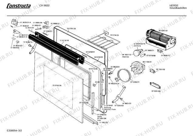 Схема №3 CH9092 с изображением Мотор вентилятора для электропечи Bosch 00081135
