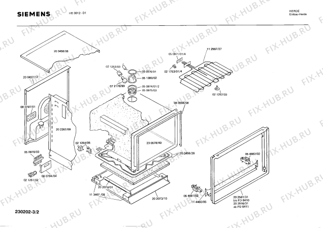 Взрыв-схема плиты (духовки) Siemens HE0012 - Схема узла 02