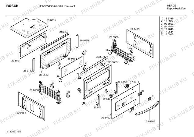 Взрыв-схема плиты (духовки) Bosch HBN9750GB - Схема узла 05