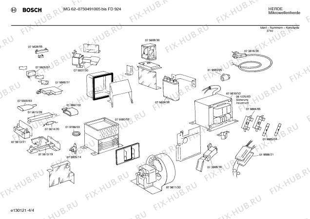 Взрыв-схема микроволновой печи Bosch 0750491005 MG62 - Схема узла 04