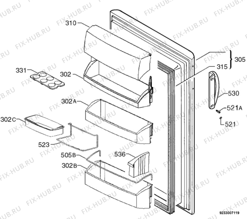 Взрыв-схема холодильника Aeg SCENTURYTK - Схема узла Door 003