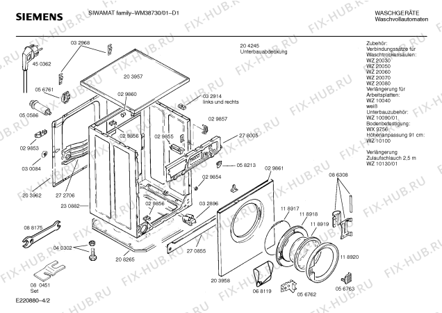 Схема №4 WM38630 SIWAMAT PLUS 3863 с изображением Инструкция по эксплуатации для стиралки Siemens 00516698