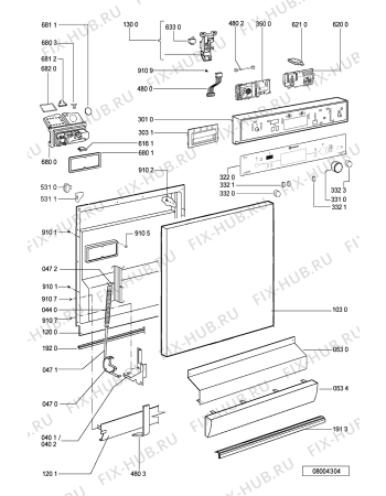 Схема №4 GSFP SYMPHONY ACT с изображением Панель для посудомоечной машины Whirlpool 481245373007