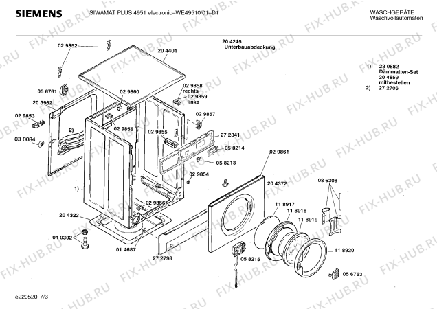 Взрыв-схема стиральной машины Siemens WE49510 SIWAMAT PLUS 4951 ELECTRONIC - Схема узла 03