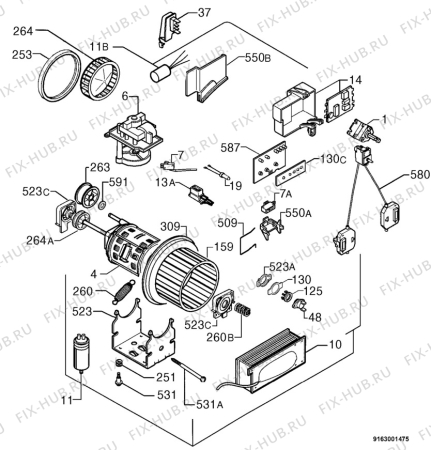 Взрыв-схема комплектующей Arthurmartinelux ADC516E - Схема узла Electrical equipment 268