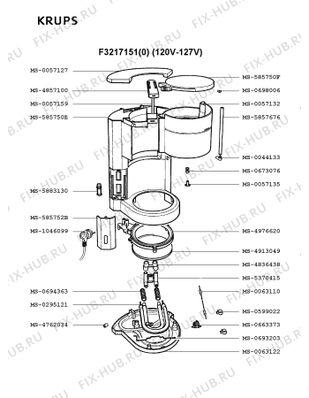 Взрыв-схема кофеварки (кофемашины) Krups F3217151(0) - Схема узла FP001815.9P2