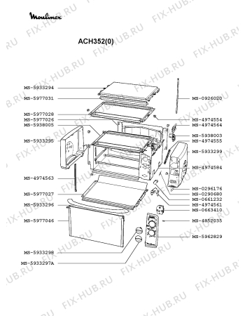 Взрыв-схема плиты (духовки) Moulinex ACH352(0) - Схема узла 0P002120.4P2