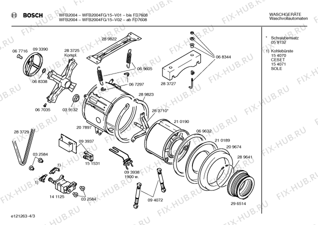 Взрыв-схема стиральной машины Bosch WFB2004FG BOSCH WFB 2004 - Схема узла 03