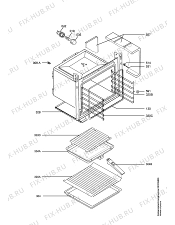 Взрыв-схема плиты (духовки) Electrolux EOB5630X UK - Схема узла Oven