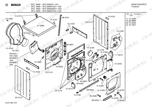 Схема №5 WTL5400IE WTL5400 с изображением Вкладыш в панель для электросушки Bosch 00289886