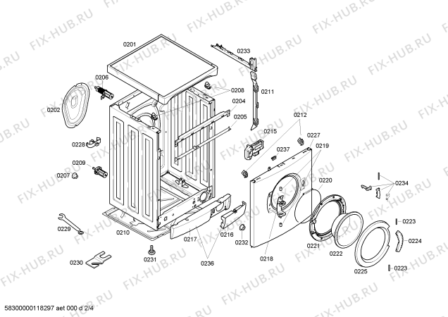 Схема №4 WHT0500TH SWF-500X с изображением Панель управления для стиралки Bosch 00367088