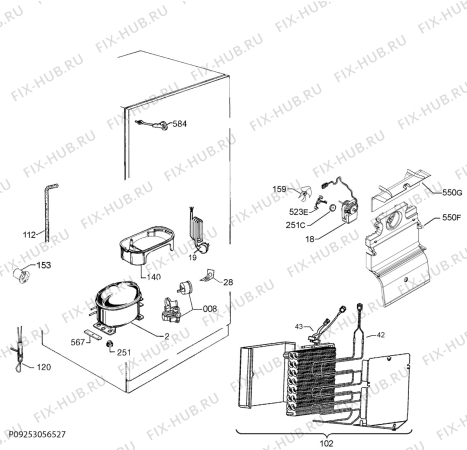 Взрыв-схема холодильника Elektro Helios KF3800 - Схема узла Cooling system 017