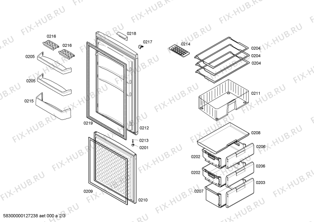 Схема №2 3KVL5450 с изображением Дверь для холодильника Bosch 00246638