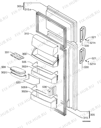 Взрыв-схема холодильника Aeg SMEMO - Схема узла Door 003