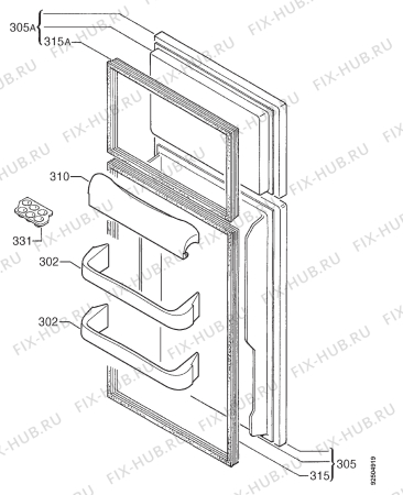 Взрыв-схема холодильника Zanussi ZD50/33R - Схема узла Door 003