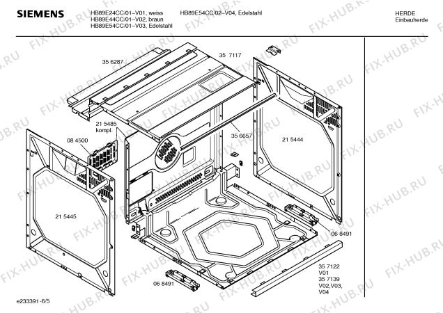 Взрыв-схема плиты (духовки) Siemens HB89E44CC - Схема узла 05