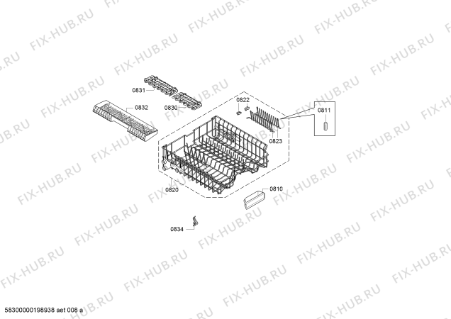 Схема №8 SMS46IW02D Exclusiv, Made in Germany, Serie 4 с изображением Кнопка для посудомойки Bosch 10001749